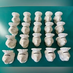 White Earthenware Turkey Name Card Holders, Set of 20